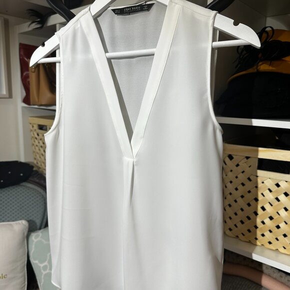 White Zara sheer sleeveless blouse, SZ:S - Picture 1 of 3
